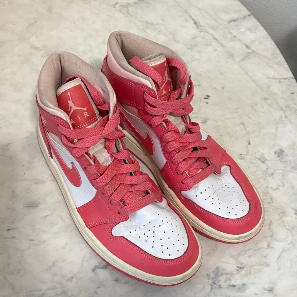 Nike Women's Pink and White High-Top Sneakers